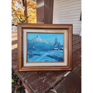 Vintage Original‎ Oil On Canvas Serene Winter Forest Landscape, Signed & Framed